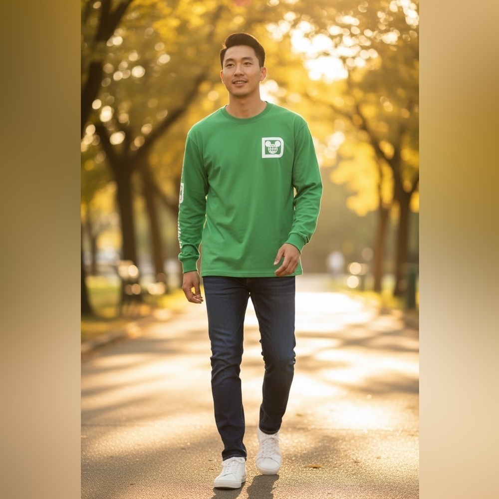 Disney Green Long Sleeve Men's Tee
